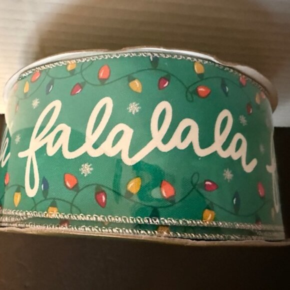 Member's Mark Premium Wired Edge Holiday Ribbon, 2.5" Wide x 50 Yards - FaLaLa - Picture 1 of 2